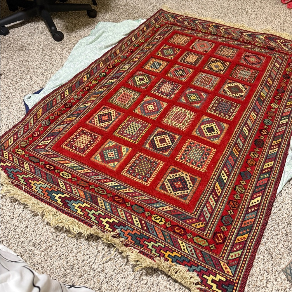Colorful Geometric Persian Patterned Rug - Picture 2 of 4